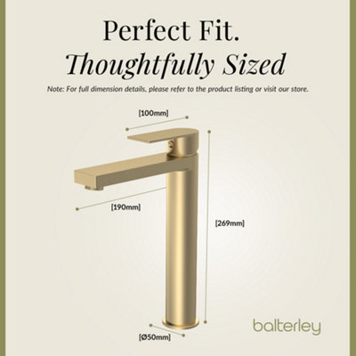 Contemporary Tall Mono Basin Mixer Tap - Brushed Brass - 3