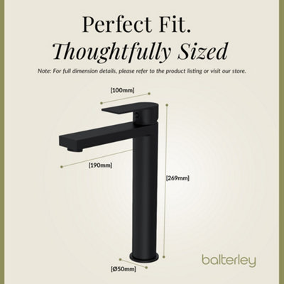 Contemporary Tall Mono Basin Mixer Tap - Matt Black - 3