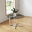 Contemporary Tempered Glass Top Round Dining Table Coffee Table Dia 1200mm