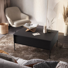 Contemporary TREND Coffee Table with Storage (H)500mm (W)1000mm (D)700mm -Black Matt