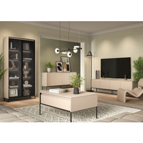 Contemporary TREND Coffee Table with Storage (H)500mm (W)1000mm (D)700mm -Grey Matt with Black Legs