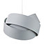Contemporary Triple Ring Grey Cotton Fabric Pendant Shade with Grey Satin Inner