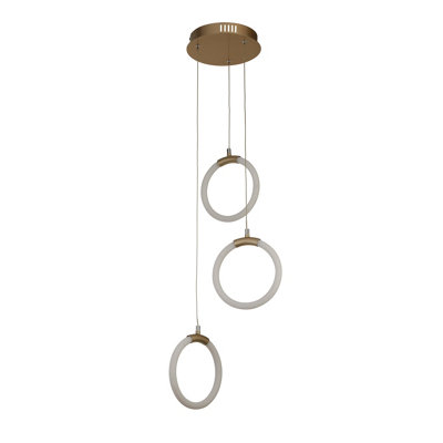 Contemporary Triple Ring LED Pendant Light with Staggered Modern Suspension