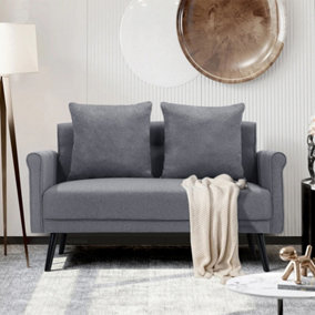 Contemporary Upholstered Love Seat with Rolled Arms