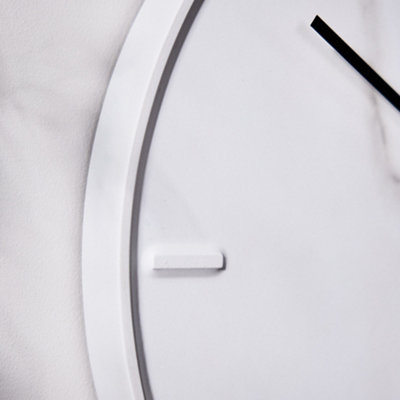 Contemporary Wall Clock Marble Effect Modern Minimalist White Analog Clock Bedroom Living Room Décor - 4