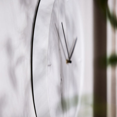 Contemporary Wall Clock Marble Effect Modern Minimalist White Analog Clock Bedroom Living Room Décor - 5