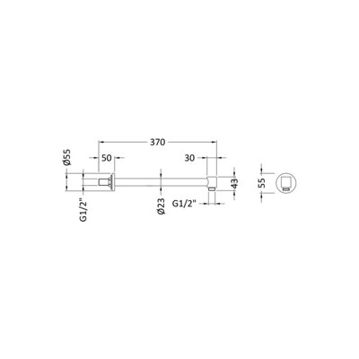 Contemporary Wall Mount Round Shower Arm - 328mm - Chrome
