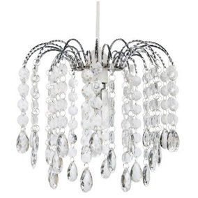Contemporary Waterfall Pendant Shade with Transparent Acrylic Droplets and Beads