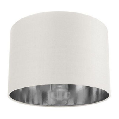Contemporary White Cotton 12 Table/Pendant Lamp Shade with Shiny Silver Inner