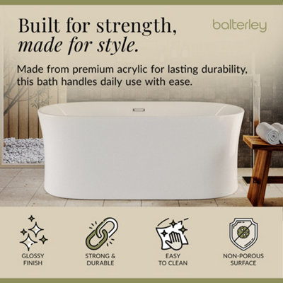 Contemporary White Curved Freestanding Bath from Balterley - 1600mm x 780mm