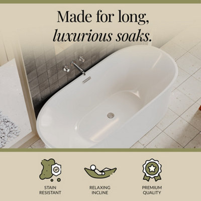 Contemporary White Curved Freestanding Bath from Balterley - 1600mm x 780mm - 3