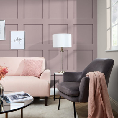 Contemporary Wood Panel Wallpaper In Blush Pink DIY at B&Q