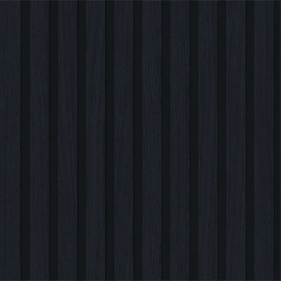 Contemporary Wood Slat Wallpaper in Navy DIY at B&Q