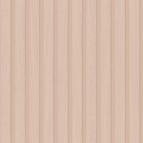 Contemporary Wood Slat Wallpaper In Soft Pink