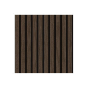 Contemporary Wood Slat Wallpaper In Walnut