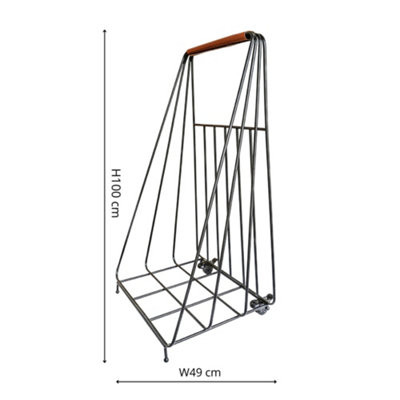 Contempory Leather Handle Log Trolley H100cm W49cm