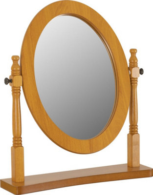 Contessa Dressing Table Mirror Oval in Antique Pine Finish Swivel Base