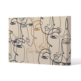 Continuous line drawing of faces (Canvas Print) / 152 x 101 x 4cm