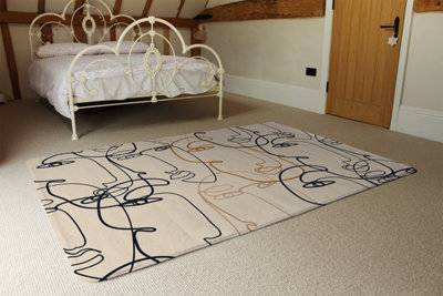 Continuous Line Drawing Of Faces Designer Special Soft Home Rug