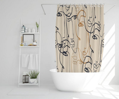 Continuous line drawing of faces (Shower Curtain) / Default Title Price Comparisons | Compare The Build