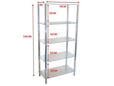 Contour 5-Tier Clear Glass Shelving Display Glass Unit