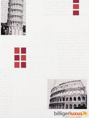 Contour Italia Memorial Vintage Pisa Tower/ Roman Colosseum Wallpaper 20293