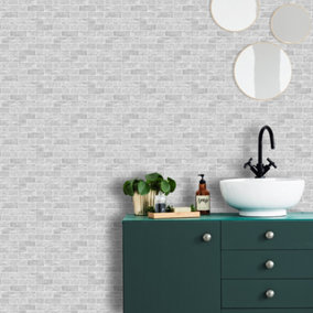 Contour Tiled Grey Washable Wallpaper
