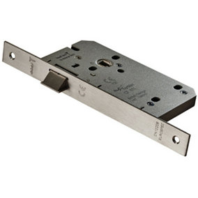 Contract DIN Latch Square Forend 55mm Backset Satin Stainless Steel