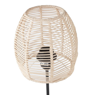 Contrast Rattan Table Lamp with Black Base