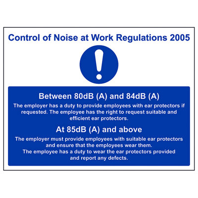 Control Of Noise At Work PPE Sign - Rigid Plastic - 600x450mm (x3)