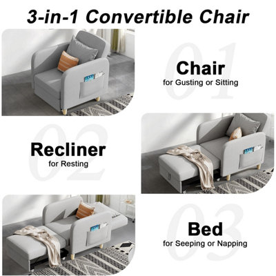 Furnimart Twin Size 3-in-1 Folding Sofa Bed - Convertible Sleeper Chair, Floor Futon, Corduroy Beige, No Assembly