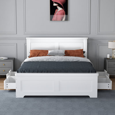 Conway Four Drawer 4ft 6 Double White Storage Bed