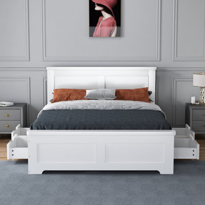 Conway Four Drawer 5ft King size White Storage Bed Frame