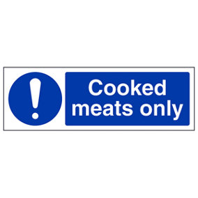 Cooked Meats Only Catering Hygiene Sign - Rigid Plastic - 300x100mm (x3)