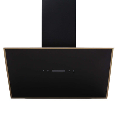 Cooker Hood Black & Gold 60cm Kitchen Extractor Fan, Angled Design ...