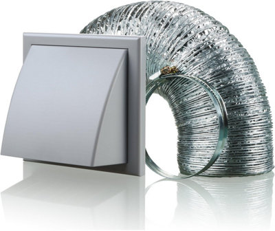 Cooker Hood Duct Cowled Vent Kit Fan Extract 125mm Grey