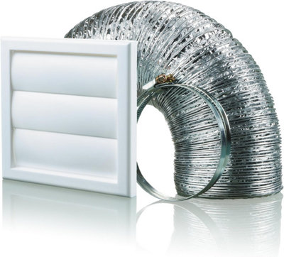 Cooker Hood Duct Shutter Vent Kit Fan Extract 100mm White