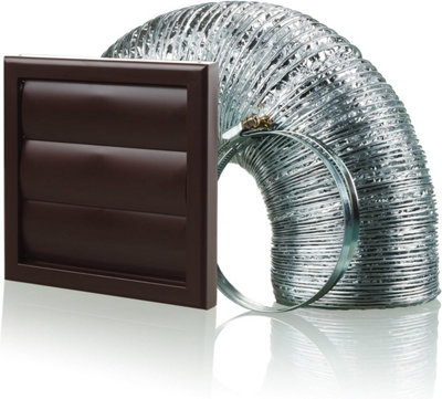 Cooker Hood Duct Shutter Vent Kit Fan Extract 125mm Brown