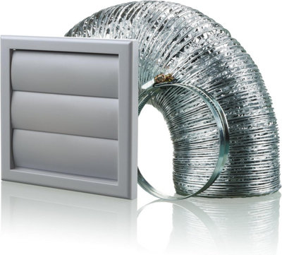 Cooker Hood Duct Shutter Vent Kit Fan Extract 125mm Grey