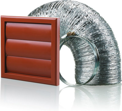Cooker Hood Duct shutter Vent Kit Fan Extract 150mm Terracotta