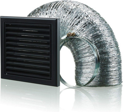 Cooker Hood Duct Vent Kit Fan Extract 100mm Black
