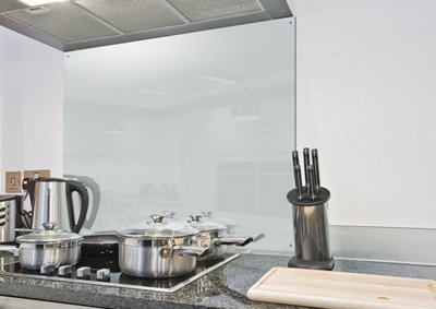 Cooker Splashback 700x750x6mm Glass- High Temperature Glass Hob Splashback -Easy to DIY - Fixings included