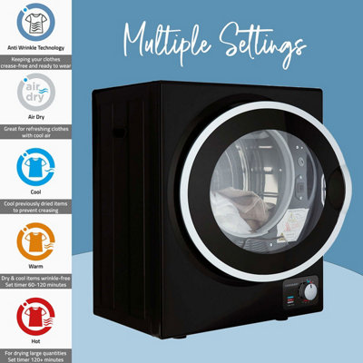 Cookology 2.5kg Table Top Tumble Dryer in Compact Mini Size - CMVD25BK Black