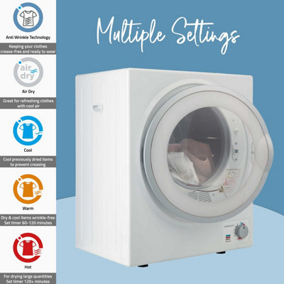 Cookology 2.5kg Table Top Tumble Dryer in Compact Mini Size - CMVD25WH White