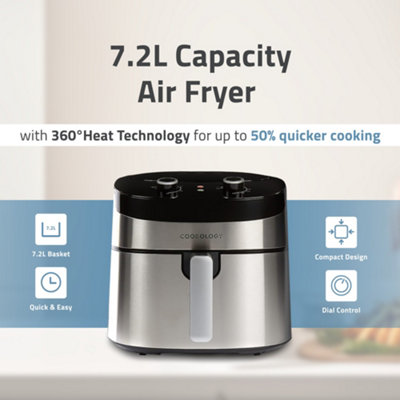 Cookology 7.2L Air Fryer with Single Zone & Mechanical Controls - CAF72MA Stainless Steel