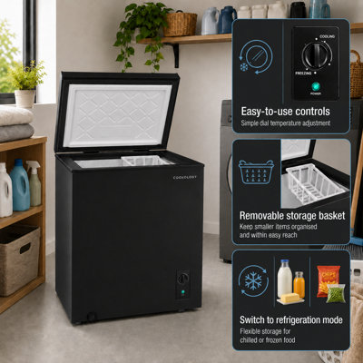 Cookology 99L Freestanding Chest Freezer, Black
