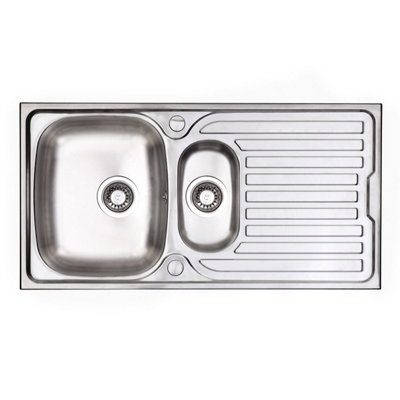 Cookology Carrara Reversible Double Bowl Kitchen Sink and Side Drainer in Stainless Steel