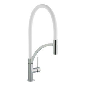 Cookology GIGLIO/BRSH-WH Giglio Pull Out Kitchen Tap in Brushed White