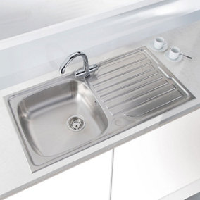 Cookology Massa Single Kitchen Sink and Drainer in Stainless Steel