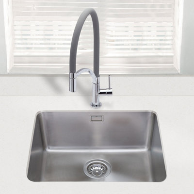 Cookology Parma Large Single Bowl Sink made for Undermounted in Stainless Steel